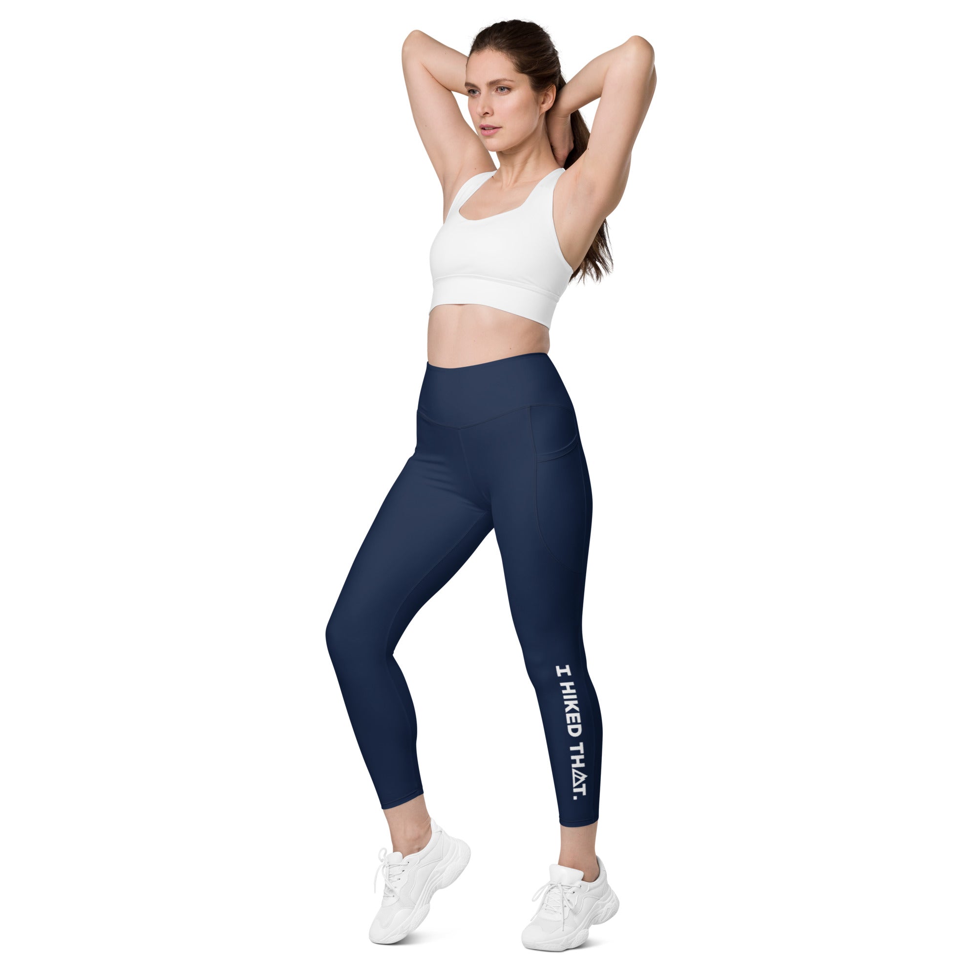 Leggings with pockets - Navy Blue - I HIKED THAT